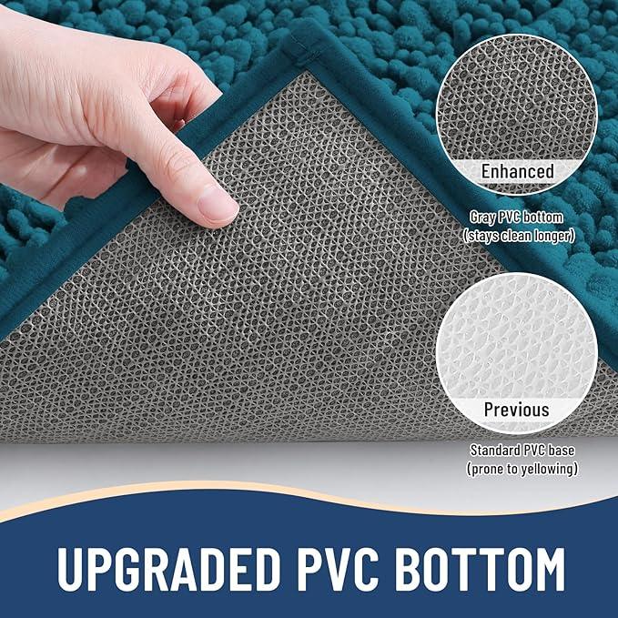Arotive Luxury Chenille Bathroom Rug Mat, Extra Soft Thick Absorbent Shaggy Bath Rugs, Non-Slip Machine Wash Dry, Plush Bath Mats for Bathroom, Shower and Tub, 24x16, Peacock Blue - ModernBath