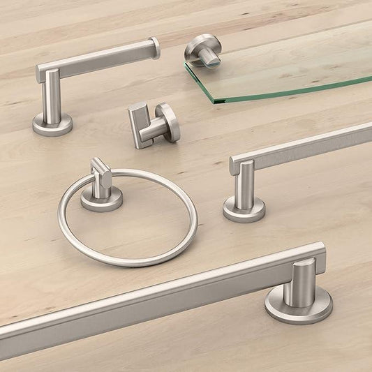 Gatco 5466 Locke Glass Shelf, Satin Nickel/Wall Mounted 20.13" X 5.38" Tempered/Floating Rectangle Glass Shelf for Bathroom - ModernBath