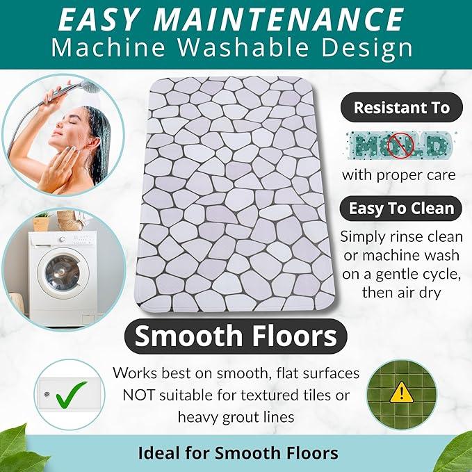 ENKOSI Bath Mat for Tub and Shower Floors - Non Slip Shower Mat – Anti Slip Bathtub Mat with Strong Suction Cup Grip – Soft, Pebble Print Bathroom Mat for Inside Bath and Showers (28x16 Pebble) - ModernBath