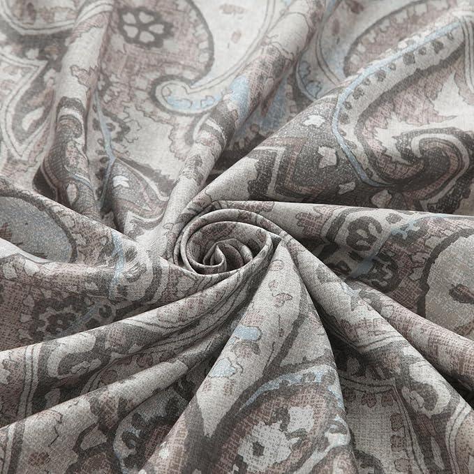 BESTRIPES Stall Fabric Shower Curtain, Taupe Gray Blue Paisley Print Waterproof Shower Curtains for Bathroom, 54" W x 72" H - ModernBath