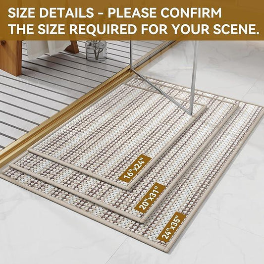 YDKGL Ultra Thin Bathroom Rugs 16x24,Soft Absorbent Chenille Bath Rugs,Rubber Backing Quick Dry, Machine Washable Bath Mats for Bathroom Floor,Tub and Shower, Home Decor Accessories, Coffee - ModernBath