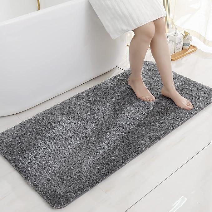 COSY HOMEER Bath Rugs for Bathroom Extra Thick - Anti-Slip Bath Mats Soft Plush Yarn Shaggy 100% Strong Mirco Polyeste Mat Living Room Bedroom Mat Floor Water Absorbent(Dark Grey,24x48 - Inches) - ModernBath
