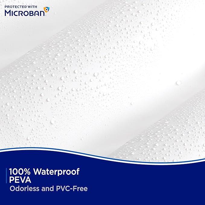 Kenney MB61161 Microban Protected Medium Weight 4.8 Gauge Waterproof PEVA Shower Curtain Liner with Rust-Resistant Metal Grommets and Weighted Magnetic Hem for Bathroom, 70" W x 72" H, White, 1-Pack - ModernBath