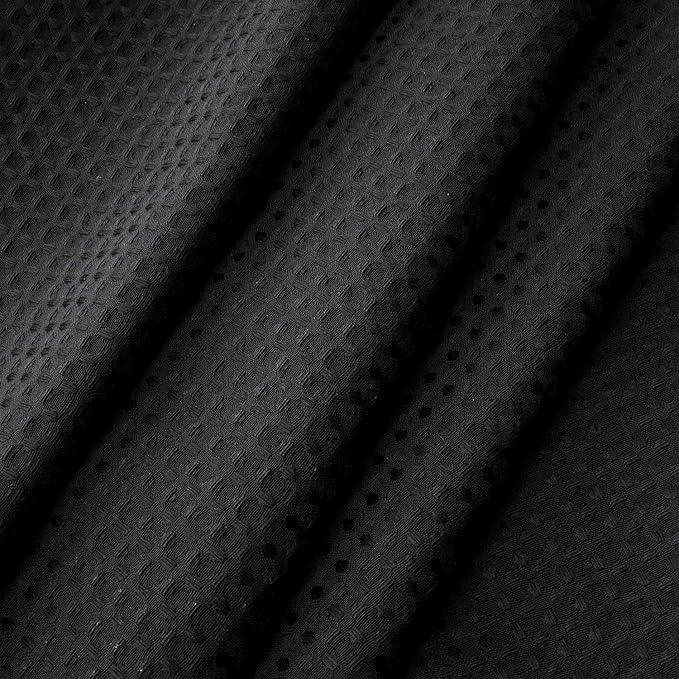 River Dream Heavyweight No Hooks Required Dotted Waffle Weave Shower Curtain with Snap in Liner - 71W x 80H,Hotel Grade,Spa Like Bath Curtain,Graphite Black - ModernBath