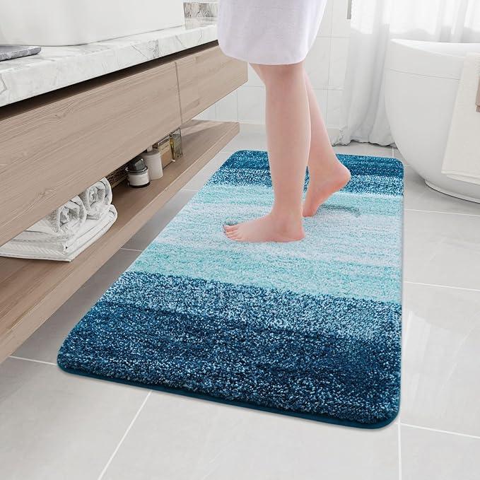 Arotive Microfiber Bathroom Rugs, Shaggy Soft and Absorbent Bath Rug, Non-Slip, Thick Plush Machine Washable Dry Bath Mats for Bathroom, Tub and Shower, 50x30, Peacock Blue, Rectangular - ModernBath