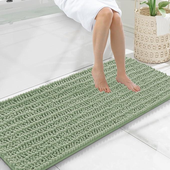 Smiry Bathroom Rugs Mat 47x20, Extra Soft Absorbent Chenille Bath Rugs, Non Slip Rubber Backing Machine Washable Quick Dry Bath Mats for Bathroom Floor, Tub, Shower, Home Decor Accessories, Sage Green - ModernBath