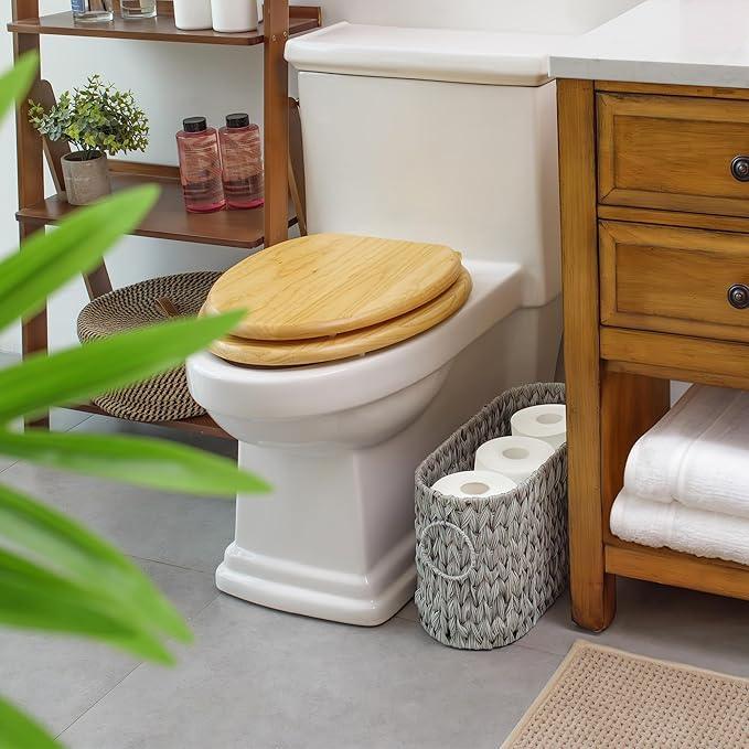 GRANNY SAYS Toilet Paper Storage, Toilet Paper Basket for Bathroom, 6 Mega Rolls Organizer Free Standing, Wicker Basket for Bathroom Storage, Grey - ModernBath
