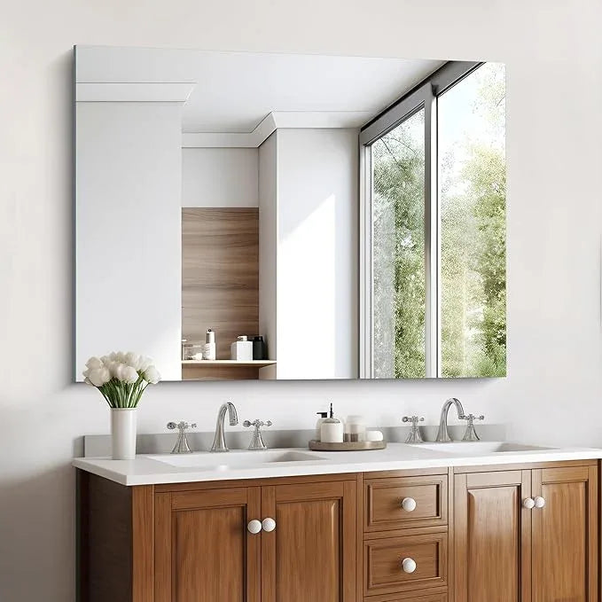 KOCUUY Frameless Mirror, 36"x48" Bathroom Mirror for Over Sink, Unframed Vanity Mirror, Large Rectangle Mirror for Bathroom, Bedroom, Living Room, Entryway, Upgraded Shatterproof - ModernBath