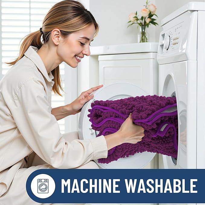 Smiry Bathroom Rugs Mat 24x16, Extra Soft Absorbent Chenille Bath Rugs, Non Slip Rubber Backing Machine Washable Quick Dry Bath Mats for Bathroom Floor, Tub, Shower, Home Decor Accessories, Violet - ModernBath