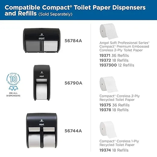 Georgia-Pacific Compact Coreless 2-Ply Recycled Toilet Paper by GP PRO (Georgia-Pacific), 19378, 1,500 Sheets Per Roll, 18 Rolls Per Case - ModernBath