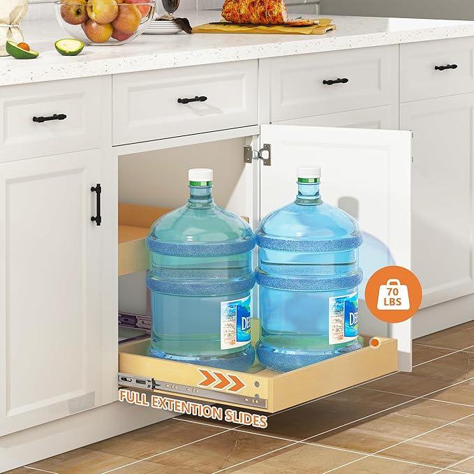 WelFurGeer 2-Tier Pull Out Cabinet Organizer with Soft Close Slides, Pull Out Drawers for Cabinets, Heavy-Duty Slide Out Drawers for Kitchen Cabinets, Under Sink, Pantry & Bathroom - ModernBath