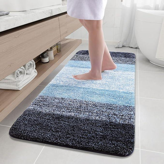 Arotive Microfiber Bathroom Rugs, Shaggy Soft and Absorbent Bath Rug, Non-Slip, Thick Plush Machine Washable Dry Bath Mats for Bathroom, Tub and Shower, 59x24, Blue, Rectangular - ModernBath