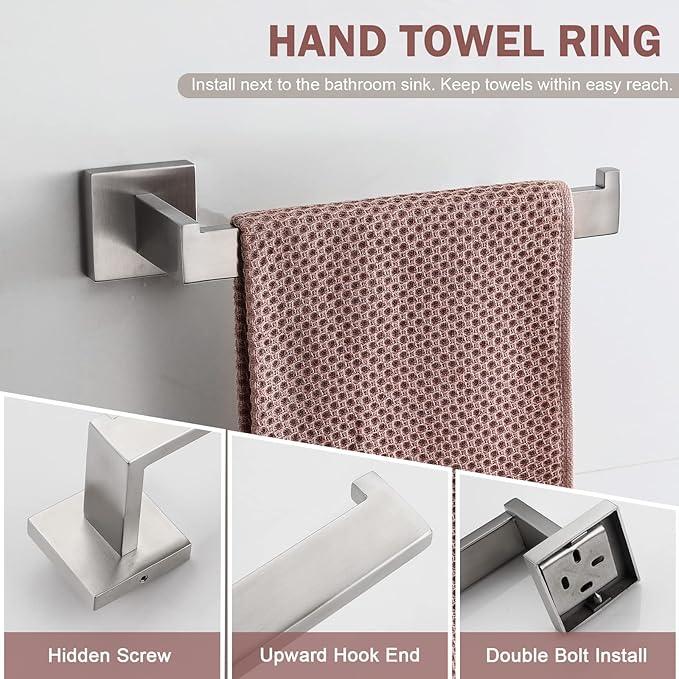 VELIMAX Premium Stainless Steel 4 Pieces Bathroom Hardware Accessories Set Wall Mounted Towel Bar Set, Brushed, 23.6-Inch - ModernBath