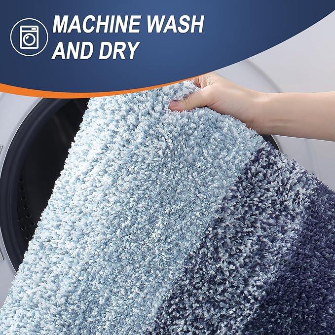 OLANLY Bathroom Rugs Mat 24x16, Extra Soft Absorbent Microfiber Bath Rugs, Rubber Backing, Quick Dry, Machine Washable Bath Mats for Bathroom Floor, Tub and Shower, Home Decor Accessories, Airy Blue - ModernBath