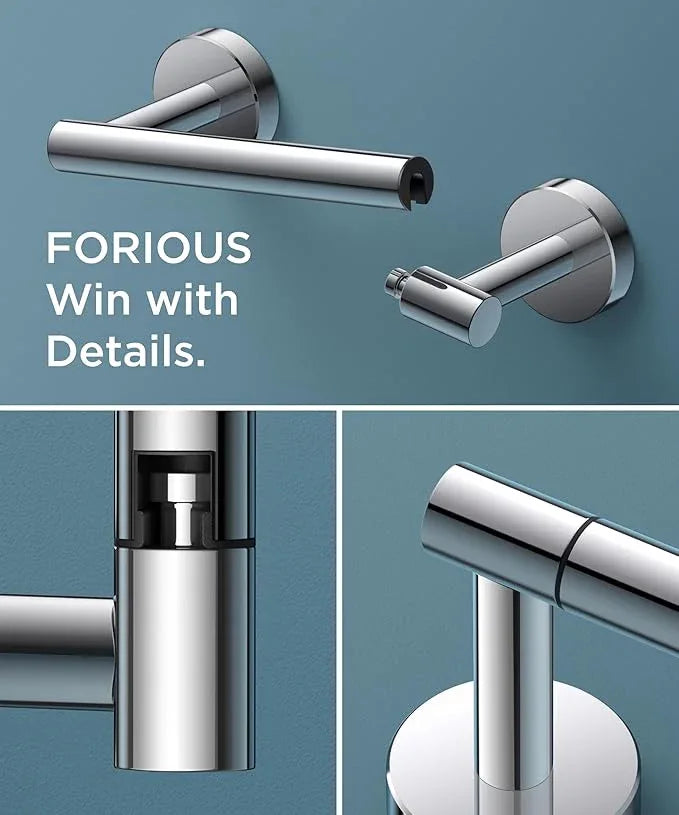 FORIOUS Toilet Paper Holder Wall Mount, Stainless Steel Rustproof Double Post Pivoting Tissue Roll Holder for Bathroom, Commercial Toilet Paper Dispenser (2 Pack, Chrome) - ModernBath