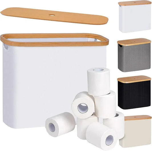 efluky Toilet Paper Storage, Toilet Paper Basket with Lid, Bathroom Organizer, Free Standing Holder Up to 9 Mega Rolls, White - ModernBath
