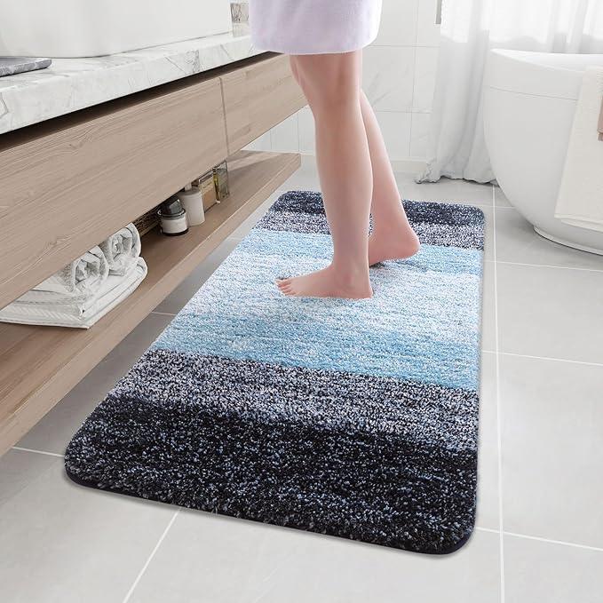 Arotive Microfiber Bathroom Rugs, Shaggy Soft and Absorbent Bath Rug, Non-Slip, Thick Plush Machine Washable Dry Bath Mats for Bathroom, Tub and Shower, 47x24, Blue, Rectangular - ModernBath