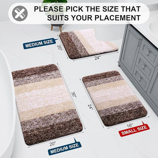 Arotive Microfiber Bathroom Rugs, Shaggy Soft and Absorbent Bath Rug, Non-Slip, Thick Plush Machine Washable Dry Bath Mats for Bathroom, Tub and Shower, 50x30, Brown, Rectangular - ModernBath