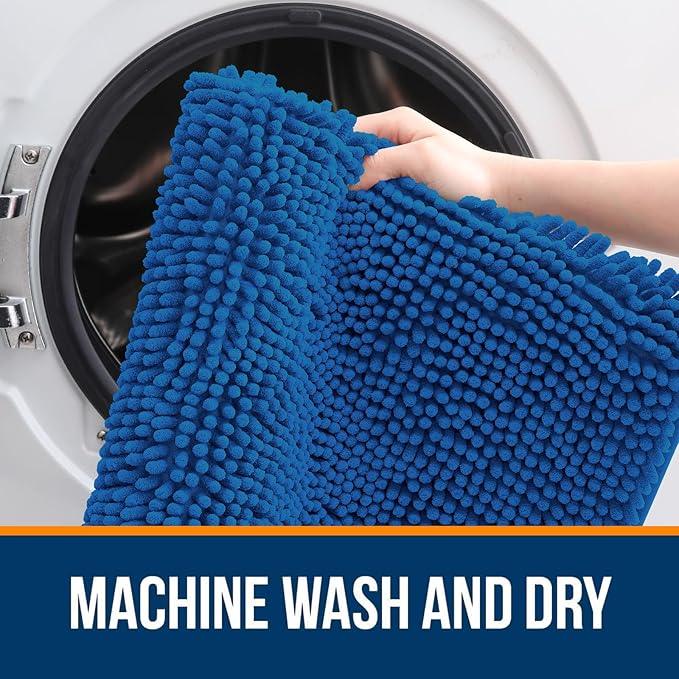 OLANLY Bathroom Rugs 30x20, Extra Soft Absorbent Chenille Bath Rugs, Rubber Backing Quick Dry, Machine Washable Bath Mats for Bathroom Floor, Tub and Shower, Home Decor Accessories, Deep Navy Blue - ModernBath
