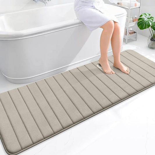 OLANLY Memory Foam Long Bathroom Rugs Runner 70x24, Super Soft Absorbent Bath Mat, Quick Dry, Machine Washable Shower Floor Rugs, Bathmat Carpet, Bathroom Home Decor Accessories, Warm Taupe - ModernBath