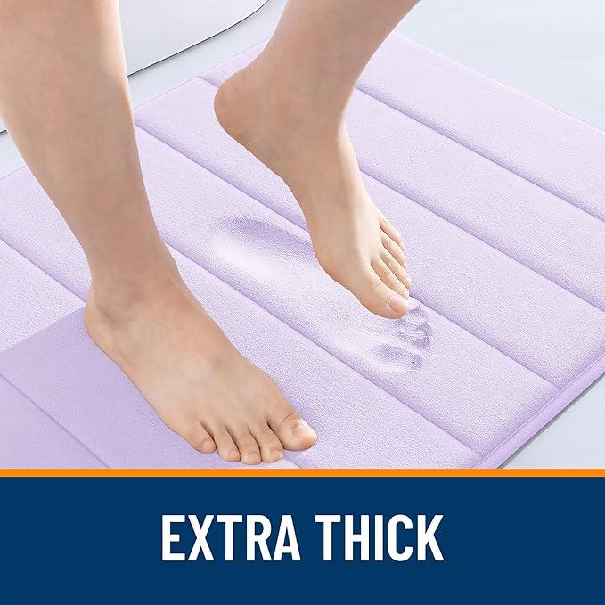 OLANLY Memory Foam Bath Mat 30x20, Super Soft Absorbent Bathroom Rugs, Quick Dry, Machine Washable Shower Floor Rugs, Bathmat Carpet, Bathroom Home Decor Accessories, Lavender - ModernBath