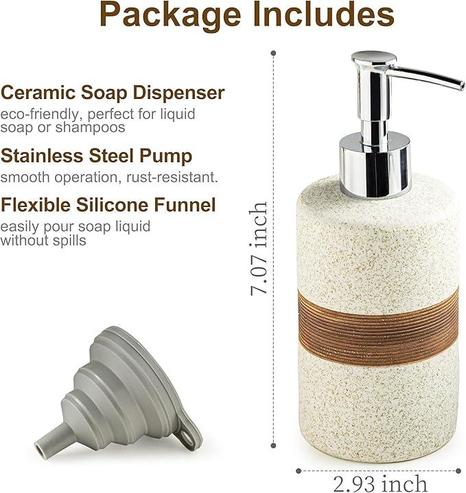 Cormomu Soap Dispenser for Kitchen & Bathroom, Dish Soap, Hand Soap, Shampoo, Conditioner Dispenser Bottle with Stainless Steel Pump, Includes Silicone Funnel, Non-Slip Design, Kitchen Decor, White - ModernBath