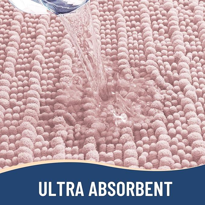 Arotive Luxury Chenille Bathroom Rug Mat, Extra Soft Thick Absorbent Shaggy Bath Rugs, Non-Slip Machine Wash Dry, Plush Bath Mats for Bathroom, Shower and Tub, 30x17, Dirty Pink - ModernBath