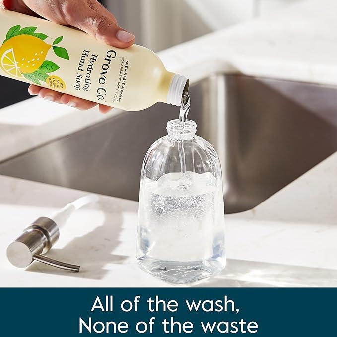 Grove Co. Hydrating Gel Hand Soap Refills (3 x 13 Fl Oz) | Plastic-Free Liquid Hand Soap Refill Set, Leaves Hands Soft and Clean, 100% Natural Lemon & Eucalyptus Fragrance - ModernBath