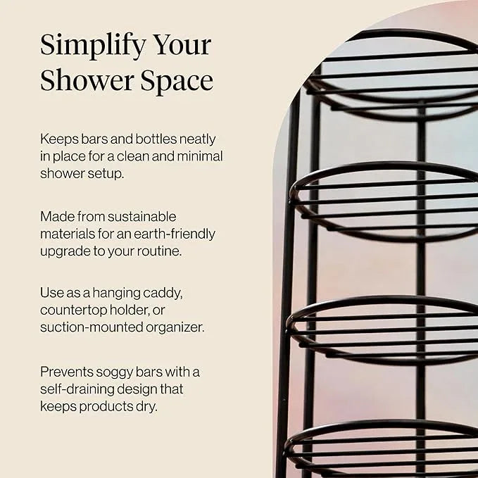 Kitsch Hanging Shower Caddy with Suction Cup – Self-Draining Bar Soap Holder & Shower Caddy for Shampoo Bars, Conditioner Bars & Soap – Rust Proof, Eco-Friendly, Wall Mount or Free-Standing Organizer - ModernBath