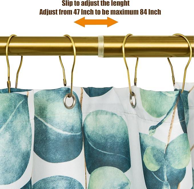 Artiwell Heavy Duty Shower Rod, Adjustable Shower Curtain Rod, Expandable 47-84 Inch, Permanent Mount Shower Rod, Never Rust Stainless Steel For Window Curtain and Closet, Brushed Gold - ModernBath