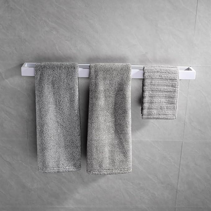 GERZWY 2 Piece Bathroom Hardware Set - Towel Ring and Towel Bar Stainless Steel Wall Mounted, White - ModernBath
