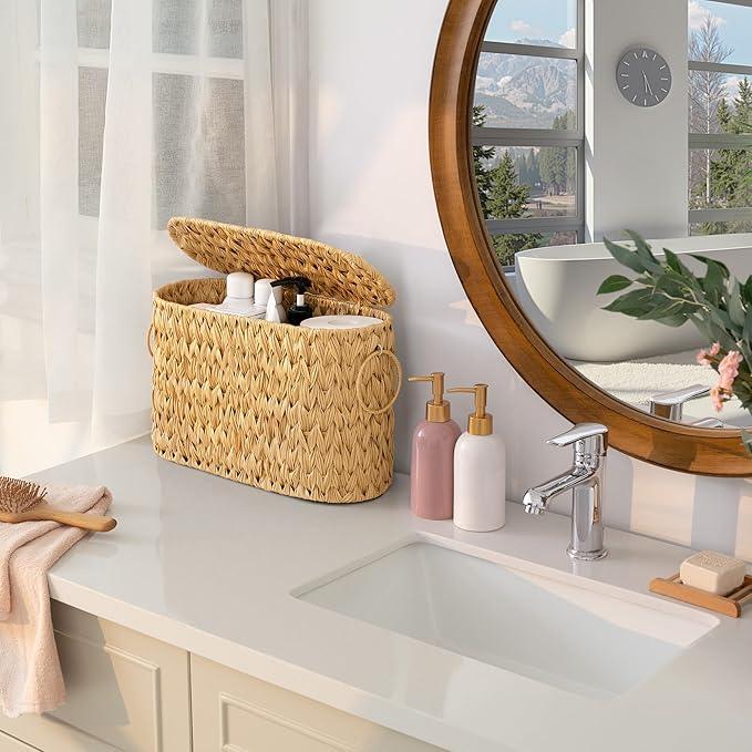 GRANNY SAYS Toilet Paper Storage Basket with Handle, Decorative Toilet Paper Holder, Waterproof Bathroom Organizers and Storage, Wicker Basket for Bathroom Storage - ModernBath