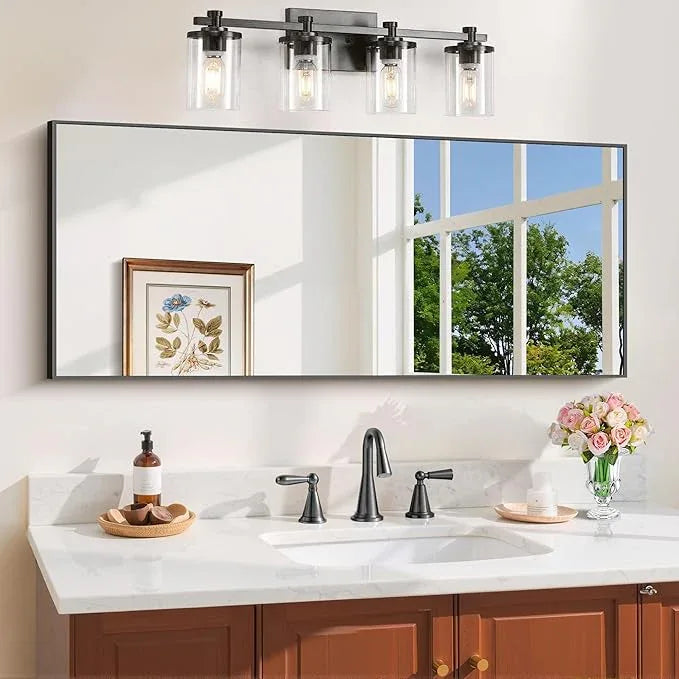 COFENY Black Bathroom Mirror for Wall, 20x48 Inch Rectangle Mirror with Metal Frame, Modern Vanity Mirrors for Bathroom Living Room, Entryway Hangs Horizontal or Vertical - ModernBath