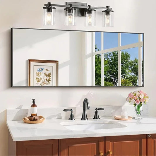 COFENY Black Bathroom Mirror for Wall, 20x48 Inch Rectangle Mirror with Metal Frame, Modern Vanity Mirrors for Bathroom Living Room, Entryway Hangs Horizontal or Vertical - ModernBath