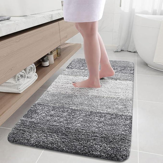Arotive Microfiber Bathroom Rugs, Shaggy Soft and Absorbent Bath Rug, Non-Slip, Thick Plush Machine Washable Dry Bath Mats for Bathroom, Tub and Shower, 54x24, Grey, Rectangular - ModernBath