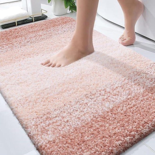 OLANLY Bathroom Rugs Mat 30x20, Extra Soft Absorbent Microfiber Bath Rugs, Rubber Backing, Quick Dry, Machine Washable Bath Mats for Bathroom Floor, Tub and Shower, Home Decor Accessories, Peach - ModernBath