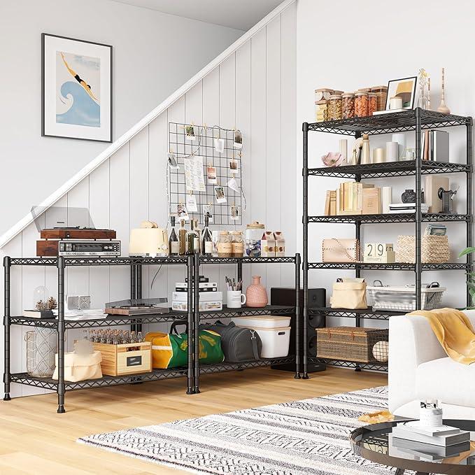 REIBII 6 Tier Shelf Metal Shelving 70"H Storage Shelves Sturdy Wire Rack Shelf Units Adjustable Detachable Storage Shelving Unit for Kitchen Laundry Pantry Garage Commercial 71"H x 21.65"W x 11.8"D - ModernBath