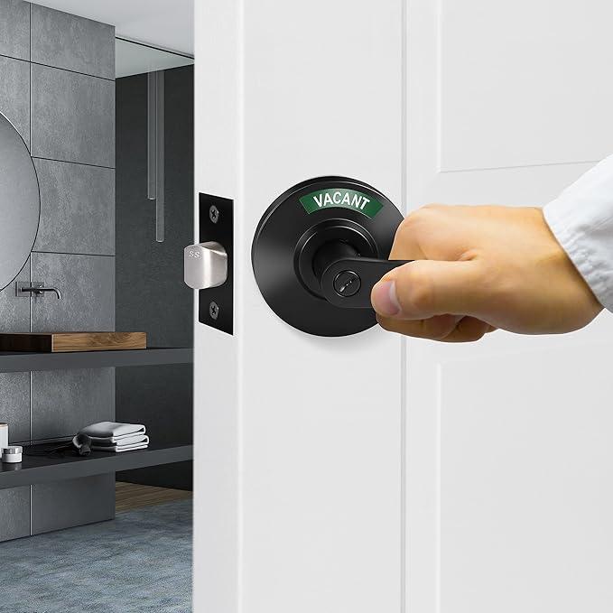 Privacy Indicator Lever Lock, Occupy Door Handle for Bathroom, Commercial Grade, for Restaurant, Office Building, Hospital, Matte Black - ModernBath