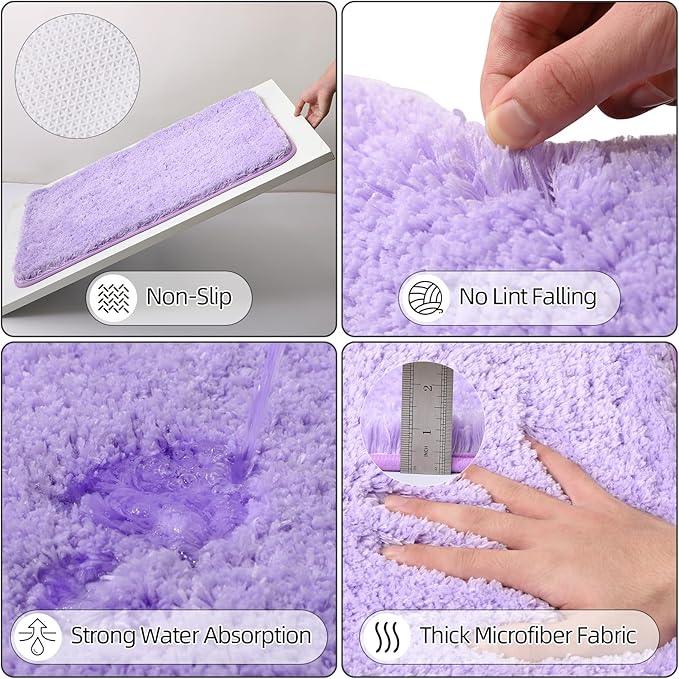 XLHOMO Bathroom Sets with Shower Curtain and Rugs, 27PCS Purple Bathroom Accessories Set with Trash Can, Purple Shower Curtain Set, No Slip Super Absorbent Bathroom Rugs - ModernBath