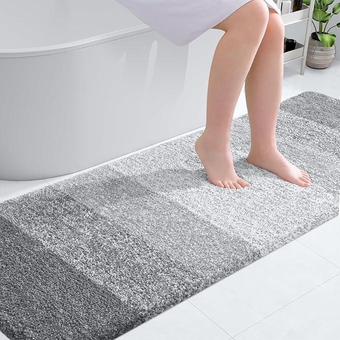 OLANLY Bathroom Runner Rugs 70x24, Extra Soft Absorbent Microfiber Bath Rugs, Rubber Backing, Quick Dry, Washable Bath Mats for Bathroom Floor, Tub and Shower, Home Decor Accessories, Light Grey - ModernBath