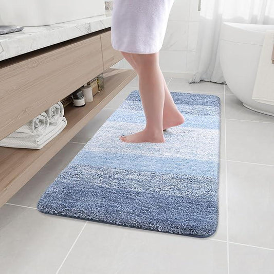 Arotive Microfiber Bathroom Rugs, Shaggy Soft and Absorbent Bath Rug, Non-Slip, Thick Plush Machine Washable Dry Bath Mats for Bathroom, Tub and Shower, 44x24, Light Blue, Rectangular - ModernBath