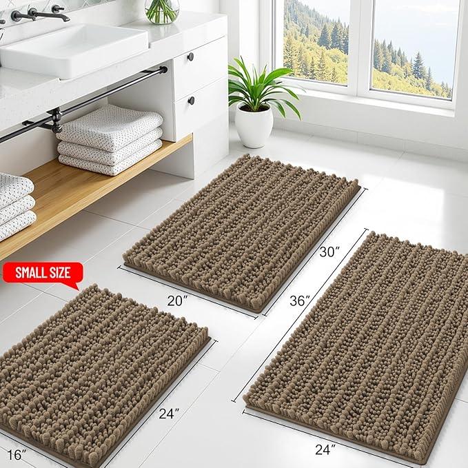 Smiry Bathroom Rugs Mat 70x24, Extra Soft Absorbent Chenille Bath Rugs, Non Slip Rubber Backing Machine Washable Quick Dry Bath Mats for Bathroom Floor, Tub, Shower, Home Decor Accessories, Camel - ModernBath