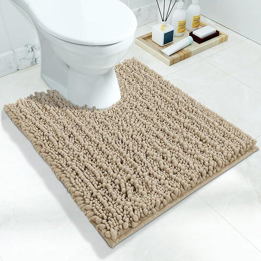 Yimobra Toilet Rug U Shaped Washable 24x20 Inch - Ultra Soft Absorbent Chenille Bath Rugs for Toilet, Quick Dry & Machine Washable, Non Slip Contour Bathroom Mat, Camel - ModernBath