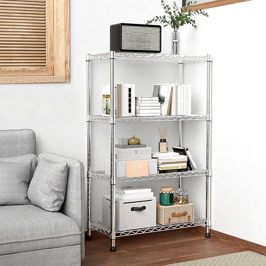 1000 lbs Storage Shelving Steel Heavy Duty 4-Tier Utility Shelving Unit Steel Organizer Wire Rack for Home,Kitchen,Office,Chrome (13.7" D x 29.5" W x 47.2" H) - ModernBath