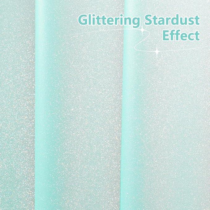 Seenus Teal Glitter PEVA Shower Curtain 60 x 72 inch, Waterproof Plastic Sparkle Shower Curtain Liner with 3 Large Magnets, Dreamy Shimmery Bathroom Stall Shower Curtain Aqua Green - ModernBath