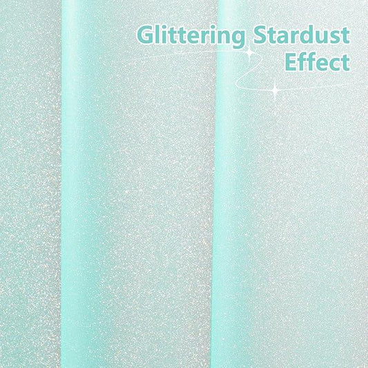 Seenus Waterproof Plastic Glitter Shower Curtain Teal, Sparkle PEVA Shower Curtain Liner with 3 Large Magnets, 72 x 72 inch Aqua Green Blingbling Bathroom Decor Shower Curtain Lightweight - ModernBath