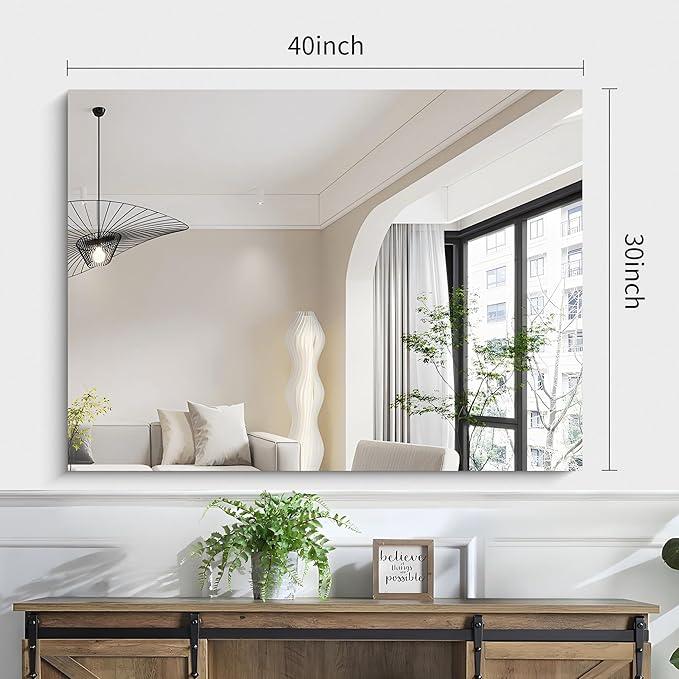 KOCUUY Frameless Mirror, 30"x40" Bathroom Mirror for Over Sink, Unframed Vanity Mirror, Large Rectangle Mirror for Wall, Upgraded Shatterproof, Wall Mirror for Bathroom, Bedroom, Living Room, Entryway - ModernBath
