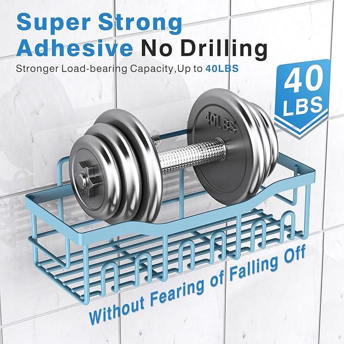 EUDELE 5-Pack Rustproof Stainless Steel Shower Caddy – No Drill Adhesive Bathroom Organizer with Large Capacity, Spacious Shower Shelves for Inside Shower, Kitchen & Home Decor Storage-XL Size - ModernBath
