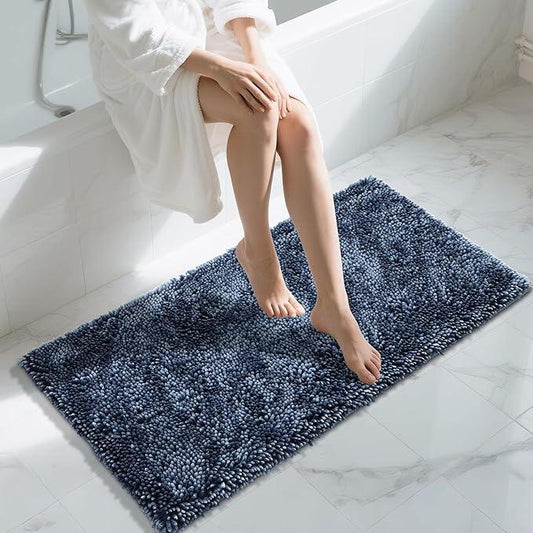 Yimobra Long Bathroom Rug Non Slip 44x24 Inch, Extra Thick Soft Absorbent Chenille Bath Mat, Machine Washable Bath Rugs for Bathroom Floor, Tub and Shower, Home Decor Accessories, Light Blue - ModernBath