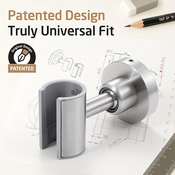 KES All Metal Shower Head Holder Adhesive, Handheld Shower Head Holder Wall Mount with Dual-Size Opening for Standard & Oversized Shower Hose, Adjustable Shower Wand Holder, Brushed Steel, C208DF-BS - ModernBath
